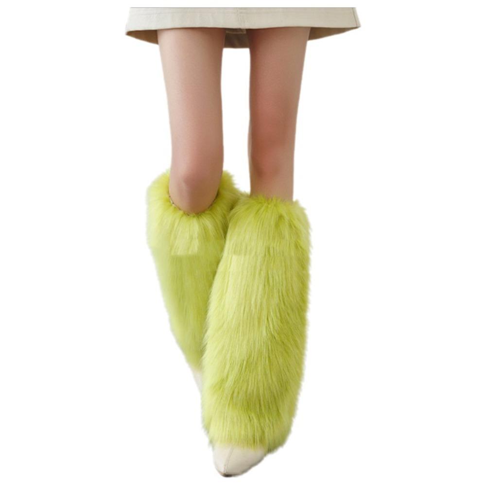 Pokrývky na boty Lolita z umělé kožešiny 40cm Dlouhé ponožky Harajuku Styl Kožešinové návleky na nohy Použití pro Cosplay