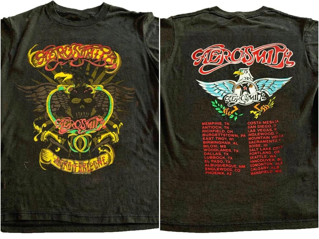 Aerosmith Tour Black Short Sleeve 2 Side Cotton T Shirt Unisex S-5XL