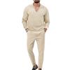 Autumn/Winter New Arrival: Men's Waffle Weave Casual Long-Sleeved Top and Trousers Two-Piece Set