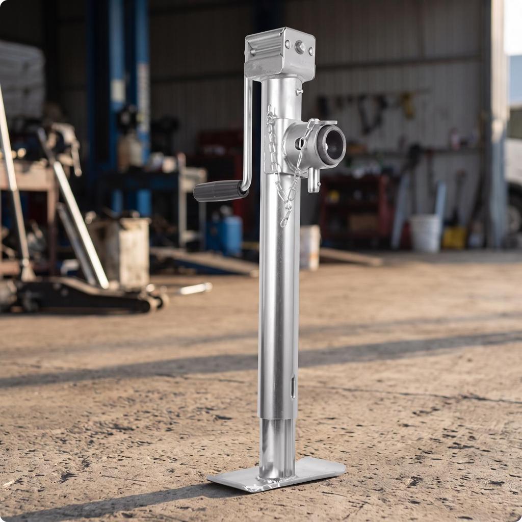 Resistant Trailer Jack Leg | Manual, with Foot Plate, Adjustable,