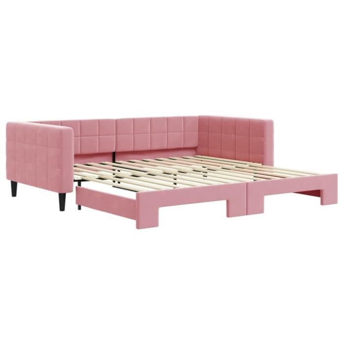 VidaXL Lit de jour avec lit gigogne rose 100x200 cm velours 3196701