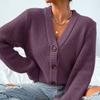 Elegant Women's Knitted Cardigan Sweater Jacket - Plain Color, Front Button, Autonomous Pattern - Spring and Autumn