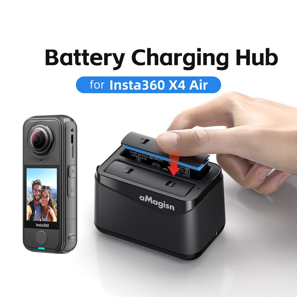 AMAGISN Dual-Slot Schnellladestation für Insta360 X4 Air Action-Kamera