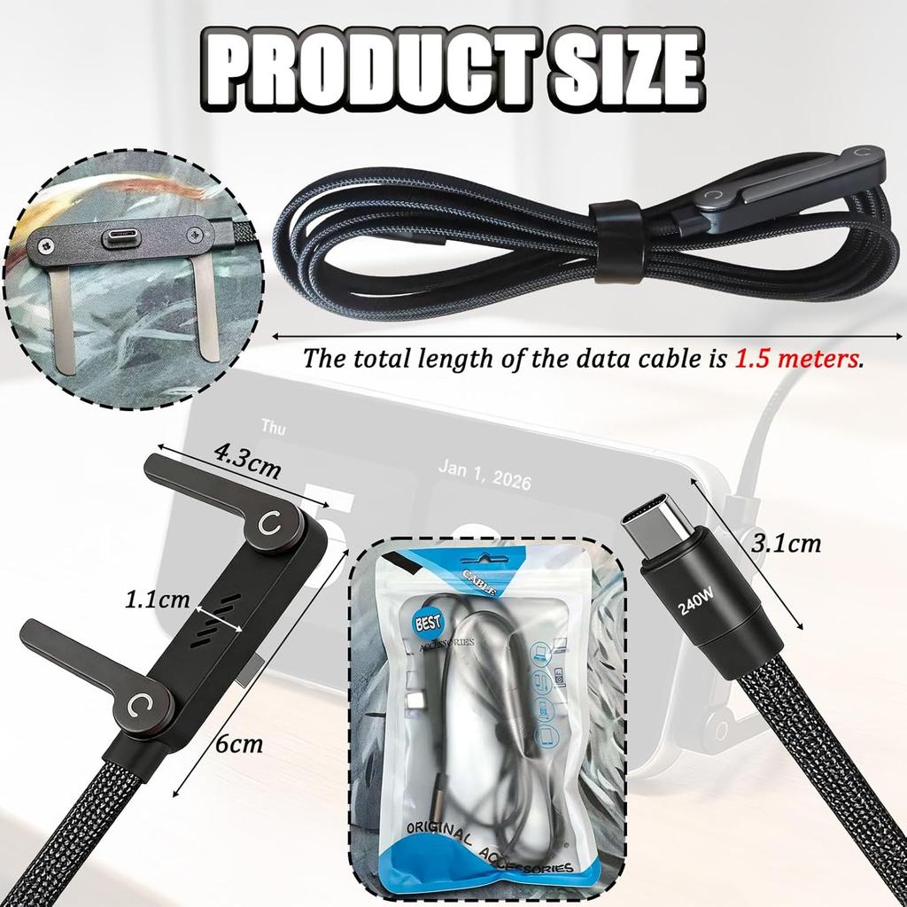 Multifunction USB Type C Cables 65W/240W High-speed Quick Charging Wire with Folding Phone Stands for IPhone 17 16 15 Samsung Xiaomi