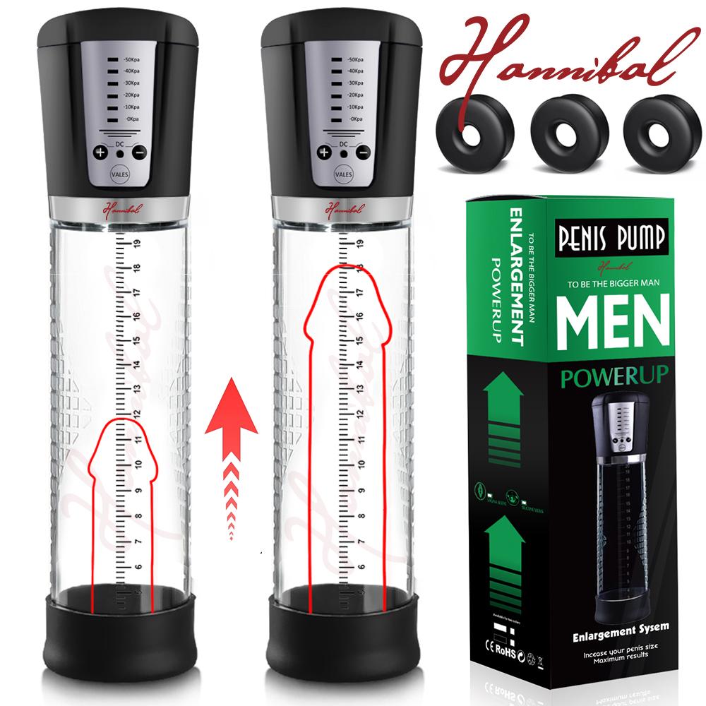 Hannibal Electric Penis Pump Male Masturbator Vacuum Pump Extender Enlarger Dick Cock Pump Adult Delayed Ejaculation
