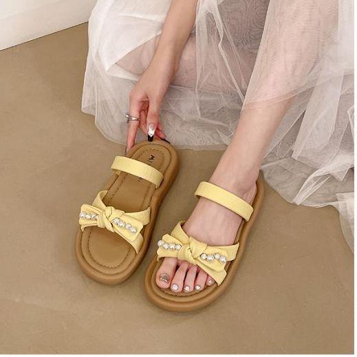 2025 New Summer Outer Wear Slippers Fairy Style with Skirt Sandals Trendy Versatile Beach Shoes Flat One-word