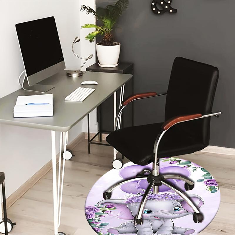 

1PC Cartoon Elephant Non-Slip Floor Round carpet, Office, family, bedroom, Large Area Rug Indoor Rugs, Durable Polyester-Z0403 80cm by 80cm