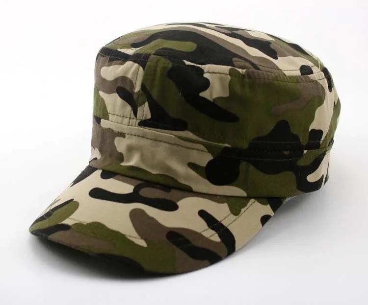 Neue verstellbare flache Oberseite Camouflage Hut Outdoor Sports Sonnenschutz Hut Sonnenschutz Baseball Cap Wanderkappe Militärische Trainingskappe