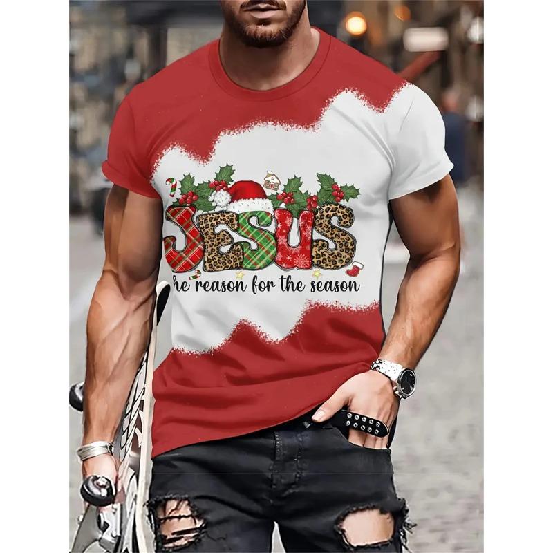 Christmas Men's T Shirt 3D Print Casual Short Sleeve Tees Street Fashion Crew Neck Pullover Male Oversized Clothing Sweatshirt