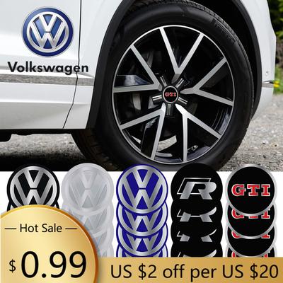 Para VOLKSWAGEN VW 4 PEÇAS 56/60/65mm Calotas Centrais de Roda de Carro Emblema Adesivos de Emblema de Calota Decoração Para Volkswagen VW GTI R Touareg Lin