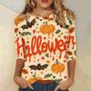 Dámské módní ležérní top s tříčtvrtečním rukávem a halloweenským potiskem, kulatý výstřih