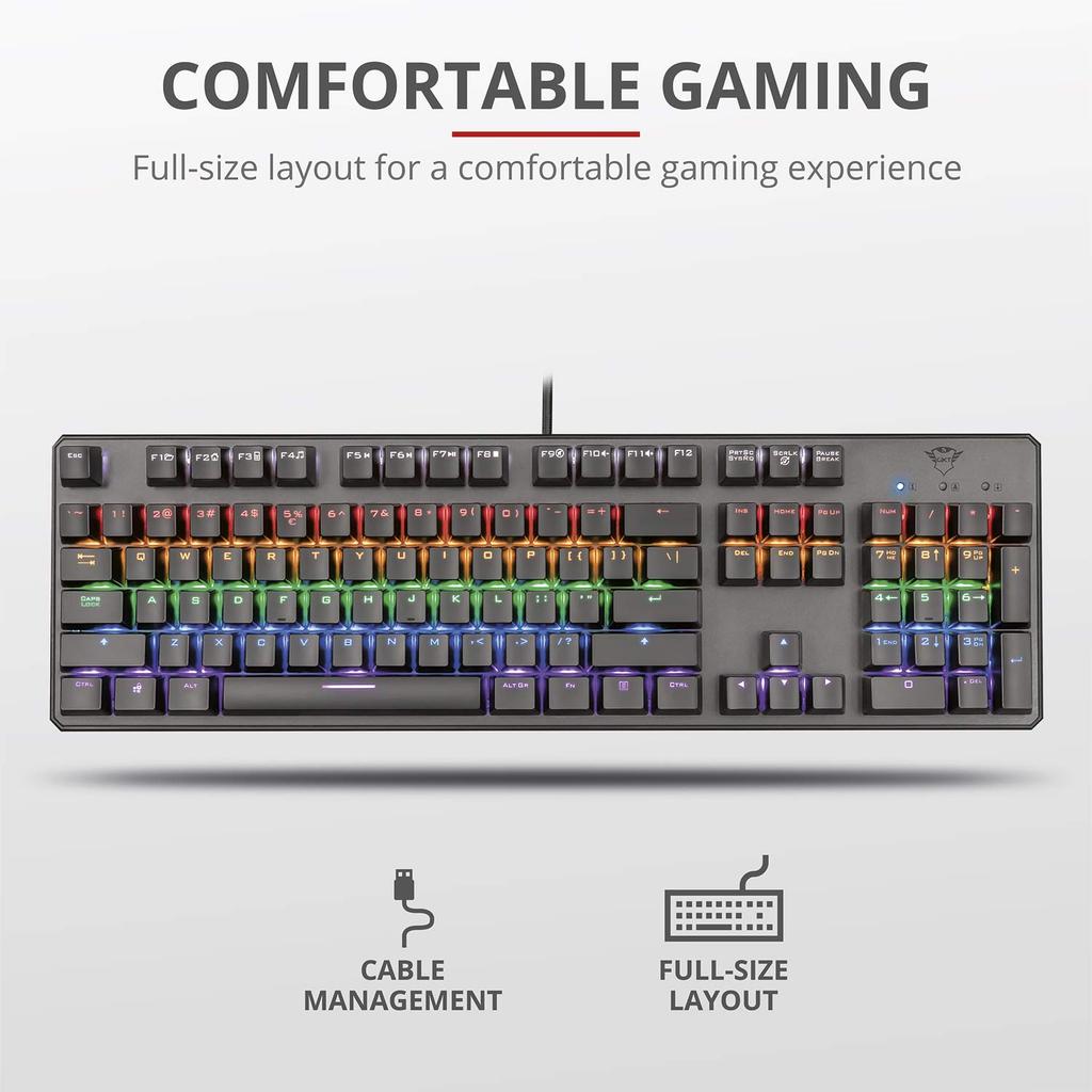 Trust Gaming GXT 865 Asta Mechanical Keyboard with Red Switches Key (English Layout)