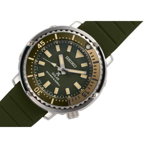 Seiko Prospex Damen Street Series Safari Solar Diver 200m Grüne Uhr SUT405P1, Militärgrün, Taucher.