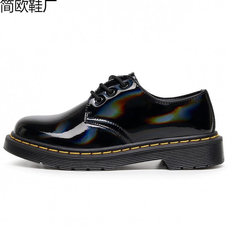 Mirror laser low-top small leather shoes women's leather British big short boots round head men's and women's couples casual