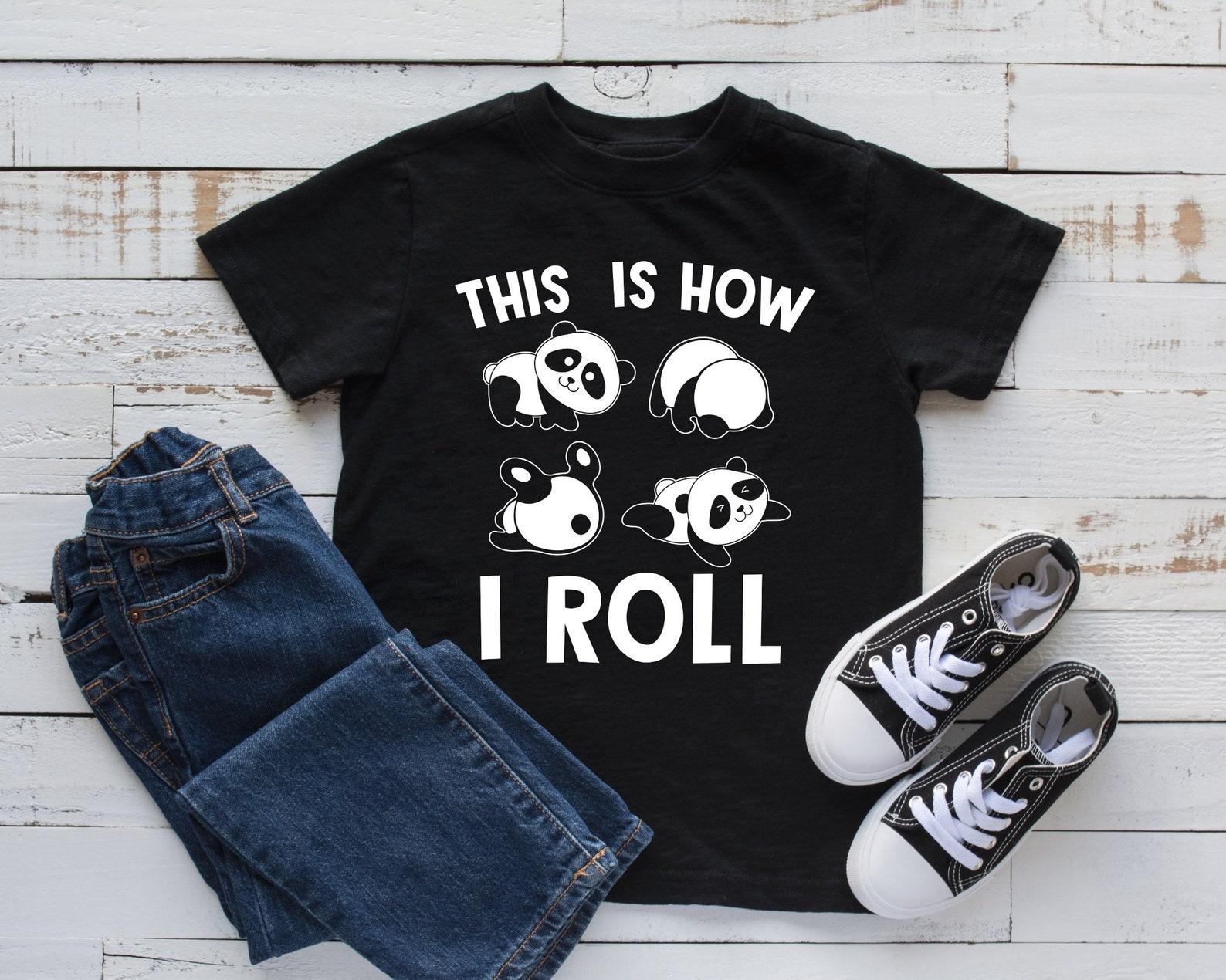 Panda T-Shirt, Cute Panda Kids T-shirt, This Is How I Roll, Zoo Tank Top, T-shirt, T-shirt,T-shirt, Kids Tee Apparel Gift S