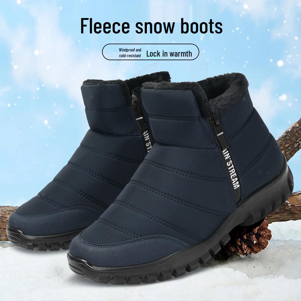 Botas de Neve de Inverno Masculinas Tamanho Plus: Forrado com lã polar, Quente, Zíper duplo, Sola PU de cano alto