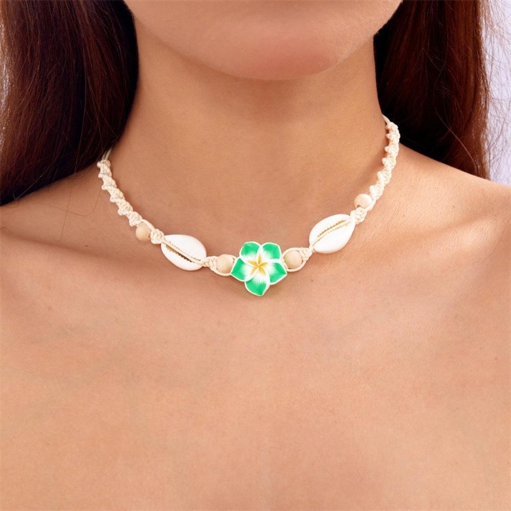Adjustable Flower Clavicle Chain Bohemia Chain Choker Vintage Shell Beads Necklace  Party
