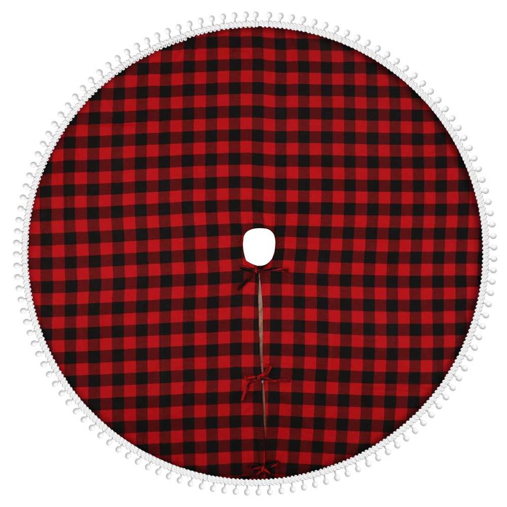 

Юбка с изображением рождественской елки, юбка с изображением елки в красно-черной клетчатой рубашке, с отделкой в виде снежков для праздничных рождественских украшений, двухслойная юбка 35.4 in красный черный