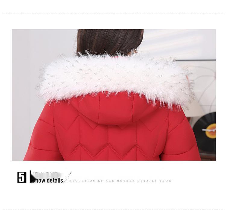 Women's Over-the-Knee Long Down Coat with Fur Collar - Winter 2025 Korean Style Cotton-Padded Jacket