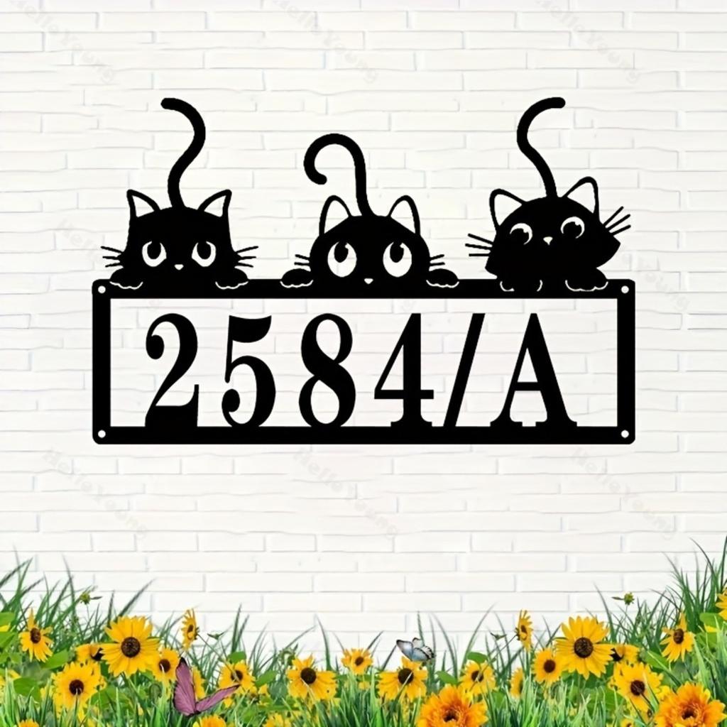 Vintage Metal Cat Wall Art Customizable Address Sign Home Decor Hot Sale