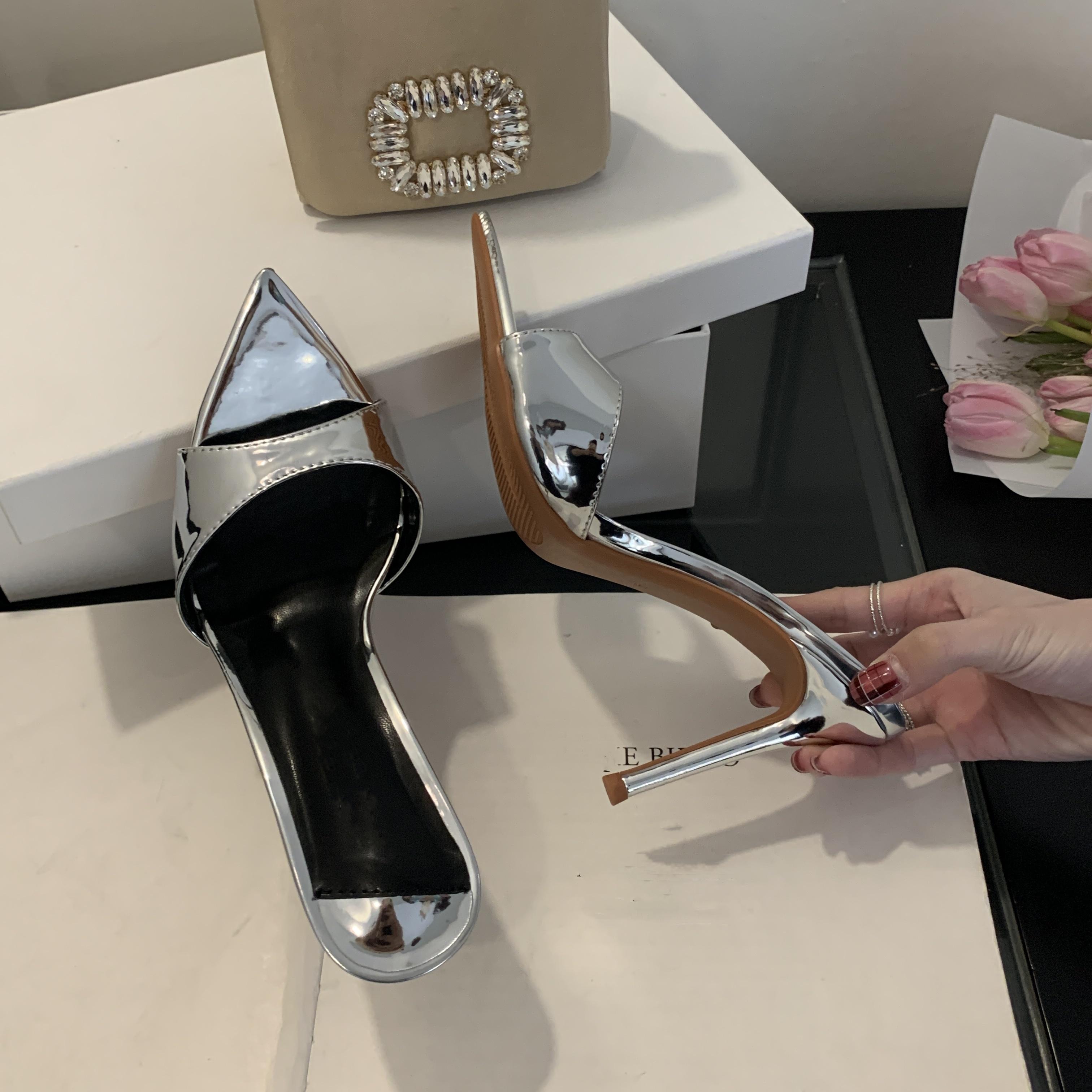 

Летние сексуальные женские туфли-лодочки, модные туфли с острым носком из лакированной кожи, цветные туфли на высоком каблуке, женские туфли для вечеринки и свадьбы 38