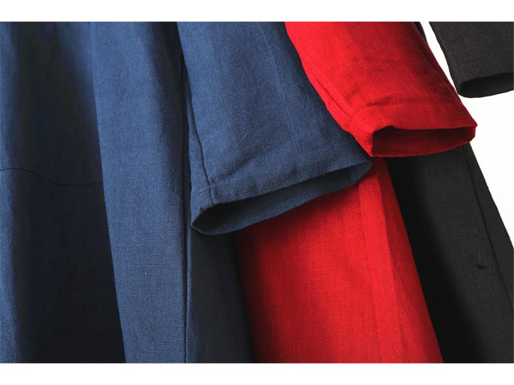 Ma Fan Zen Long Hooded Casual Cotton Linen Men's Robe