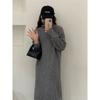 Twist fashion turtleneck sweater with long dress inside women's autumn and winter new loose and lazy bottomed knitted dress