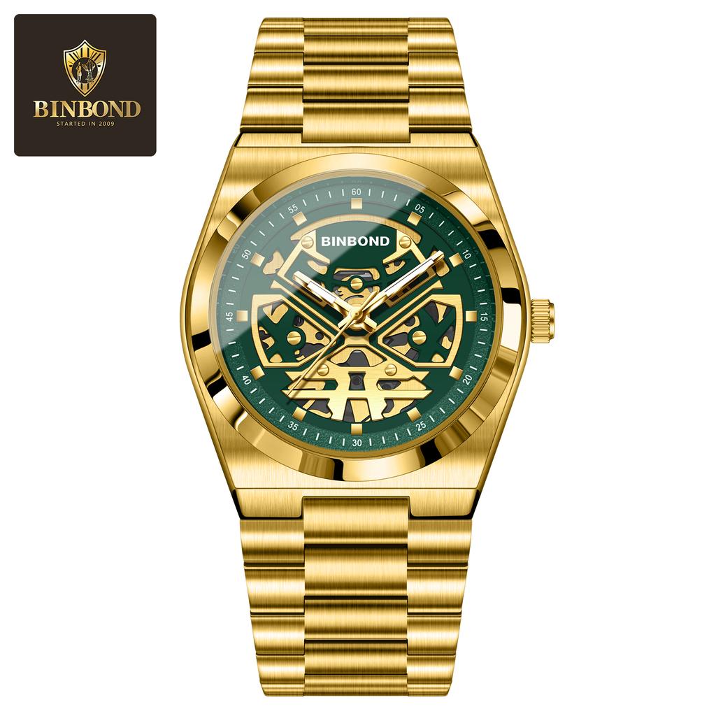 BINBOND Herrenuhren Quarz Businessuhren Herrenuhr Luxus Skelettuhr Herren Wasserdichte Leuchtende Uhr für Herren