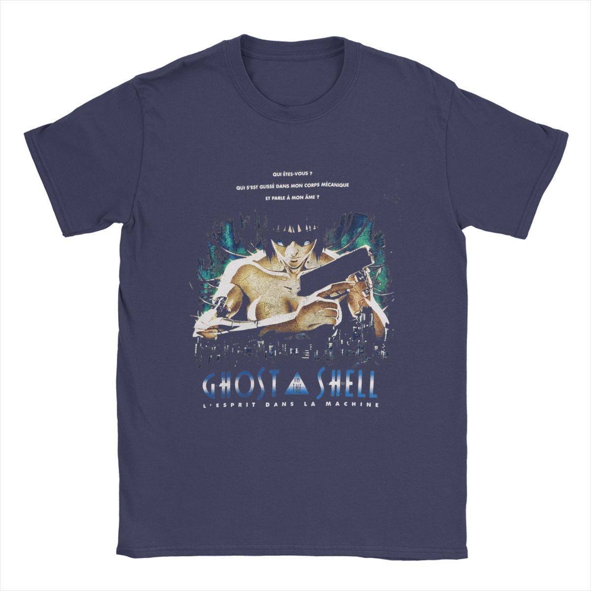 Мужская футболка Ghost In The Shell 1995 Аниме Манга Хлопковая одежда Винтажная с коротким рукавом с круглым вырезом Летняя футболка 4XL