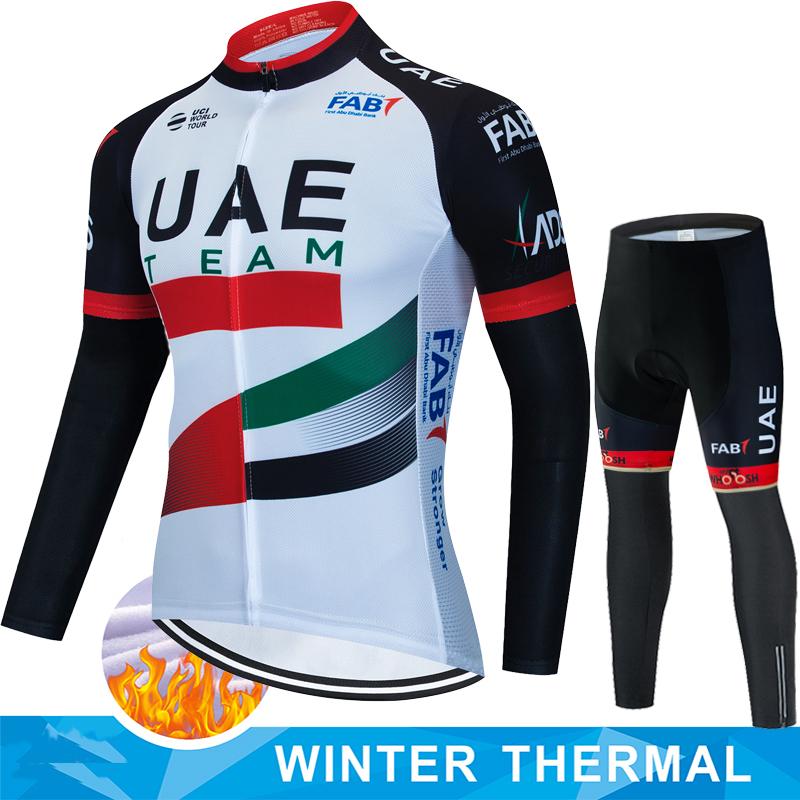 Winter Fleece Cycling Jersey Men's Shirt UAE Thermal Set Clothing Sets Man Clothes 2026 Bib Ciclismo Hombre Bicycle Suit Bike