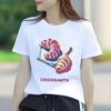 Fashionable and delicious croissant printed pattern short sleeved round neck daily versatile Womens Tshirt