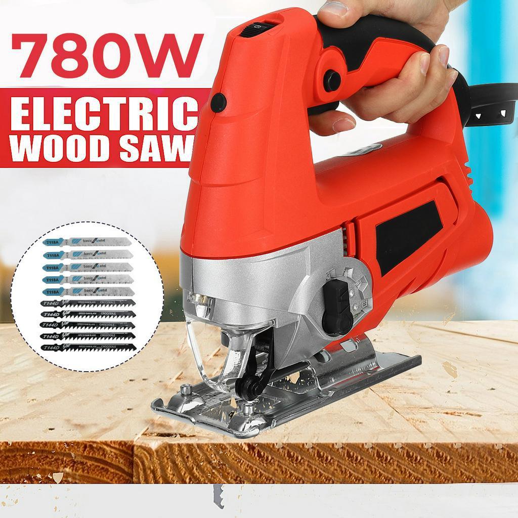 Professional Electric Jig Curve Saw With 10 Blades Home Multifunctional Woodworking Tools Curve Saw Pull Saws 780W 0-3000r/min 220v