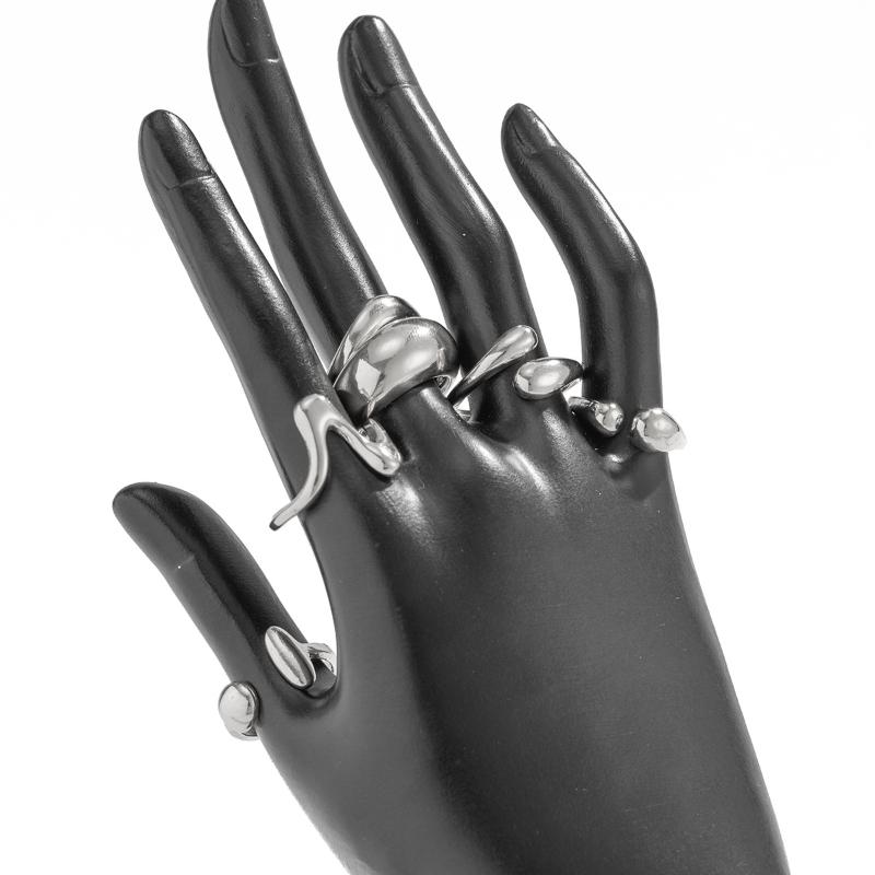 Irregular Glossy Metal Open Rings For Women Vintage Punk Gold Silver Color Personality Finger Ring Female Jewelry