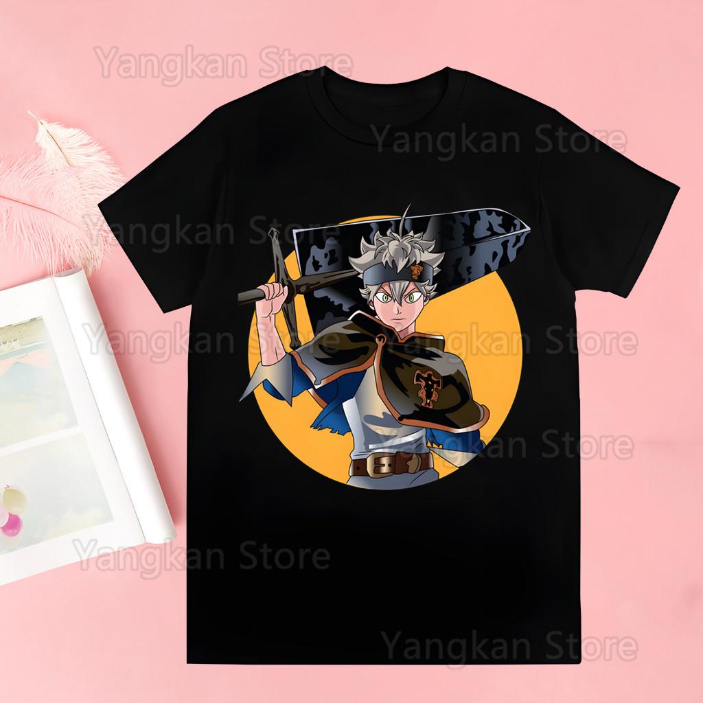 Black Clover Anime Manga Asta Yuno Trička Letní Ležérní Vintage O-výstřih Nadměrná Velikost Oblečení pro Pár Streetwear Y2k Topy