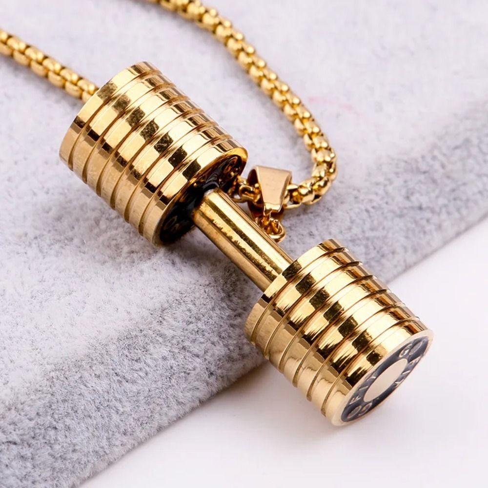 Zinc Zinc Alloy Fitness Series Pendants Bead Chain Dumbbell Sports Necklace  Jewelry Accessories