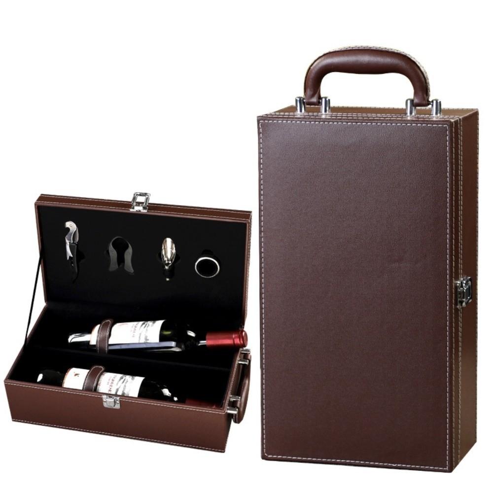 PU Leather Portable Carrier Tote with 4 Accessories Set Red Wine Storage Box Wine Gift Box Gifts