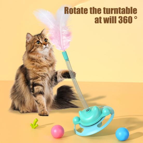 Turntable Tower Cat Toy 3-Tier Roller Track Toy with Spinning Balls Interactive Self Play Cat Teaser for Bored Indoor Adult Cats
