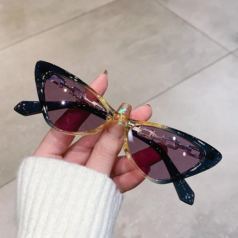 New Cat Eye Sunglasses Woman Trendy Colorful Fashion Eyewear Luxury Brand Designer Popular Sun Glasses UV400 Shades for Ladies