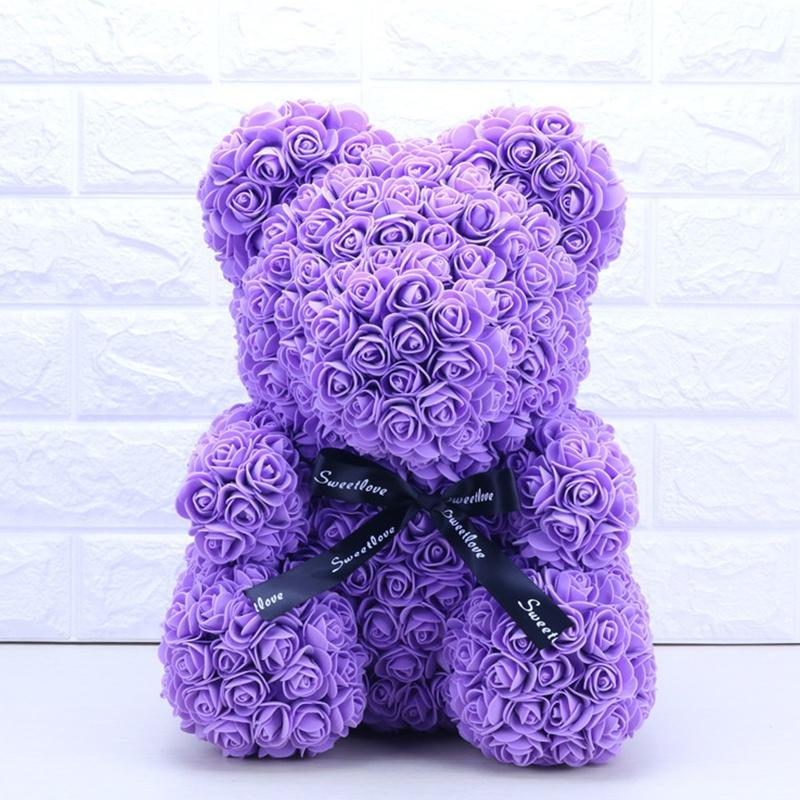 

Durable And Odorless Rose Bear Flower Teddy Doll For Lovers Violet