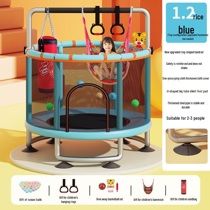 Children's Indoor Trampoline & Swing Set with Anti-Tip Safety Bar