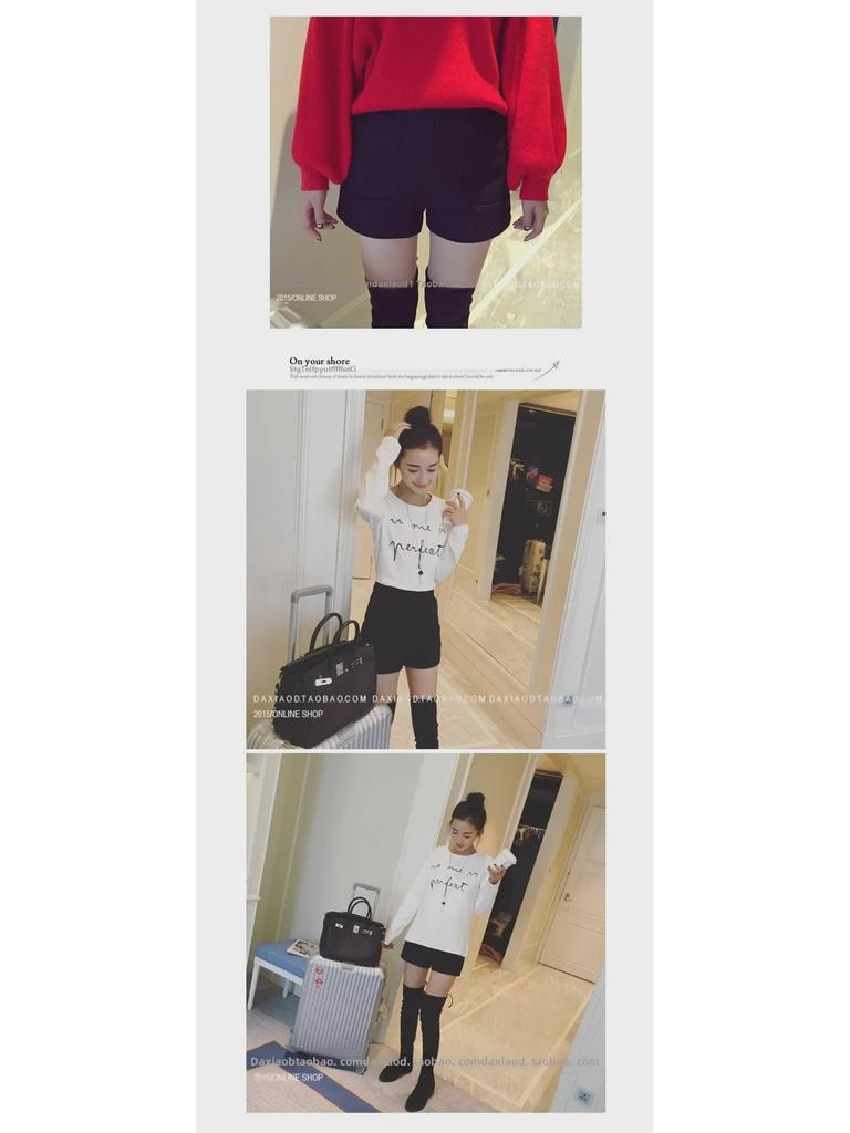 Women's Black Woolen High-Waist Wide-Leg Shorts - Spring 2024 Korean Casual Style