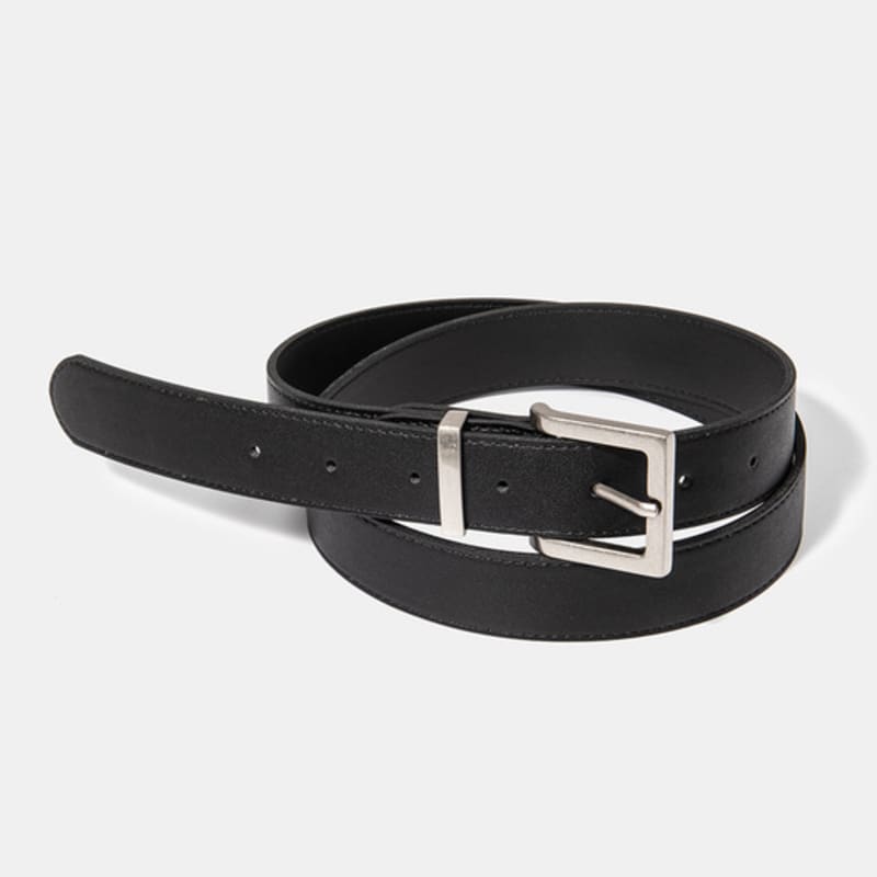 Halden (M) Square Fake Leather Belt (T003_black)