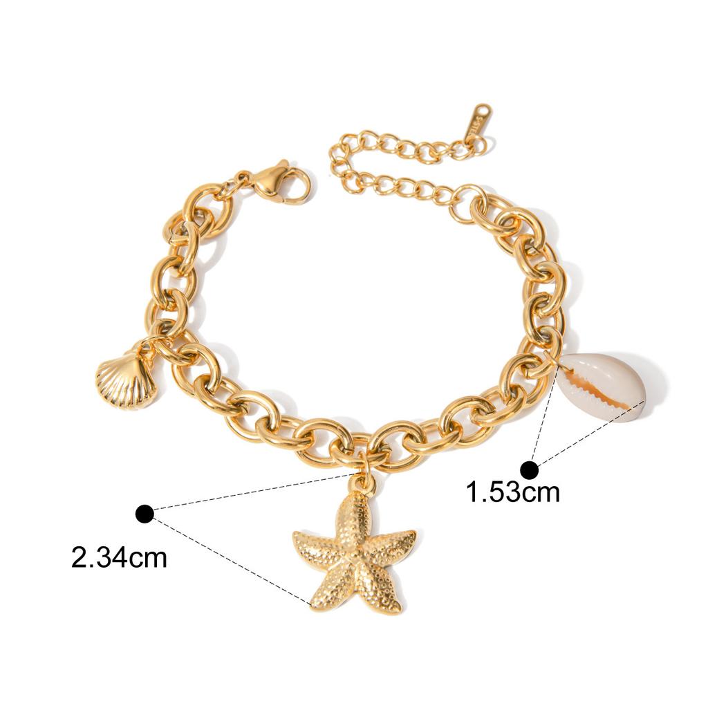 Yori Minimalist Stainless Steel Pearl Conch Shell Starfish Drop Bracelet for Women Rust Proof Distinctive Jewelry 2025