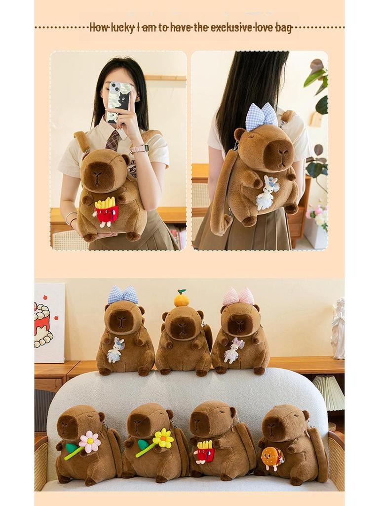 Capybara Cartoon Plüschrucksack für Kinder – Süße, trendige und beliebte Spielzeugpuppe