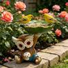 Owl Statue Bird Feeder Resin Decorative Bird Feeder Outdoor Cute Owl Bird Feeder for Garden Balcony Yard Front Porch Decoration