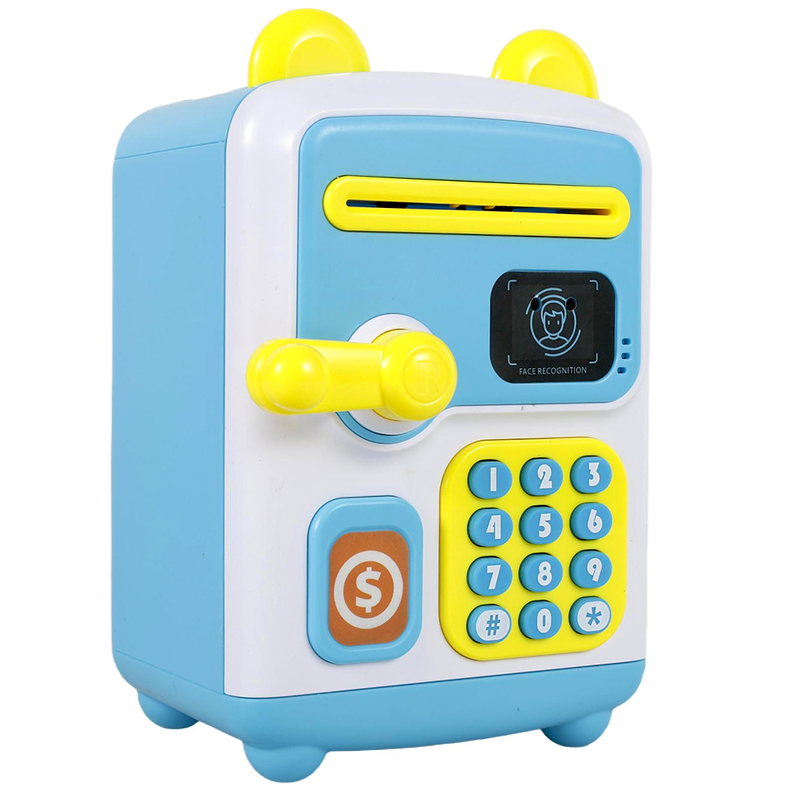 

Piggy Bank Face ID Simulation Password Unlocking Electronic Money Bank ATM Security Unlocking Cash Penny Saving Box for Children синій