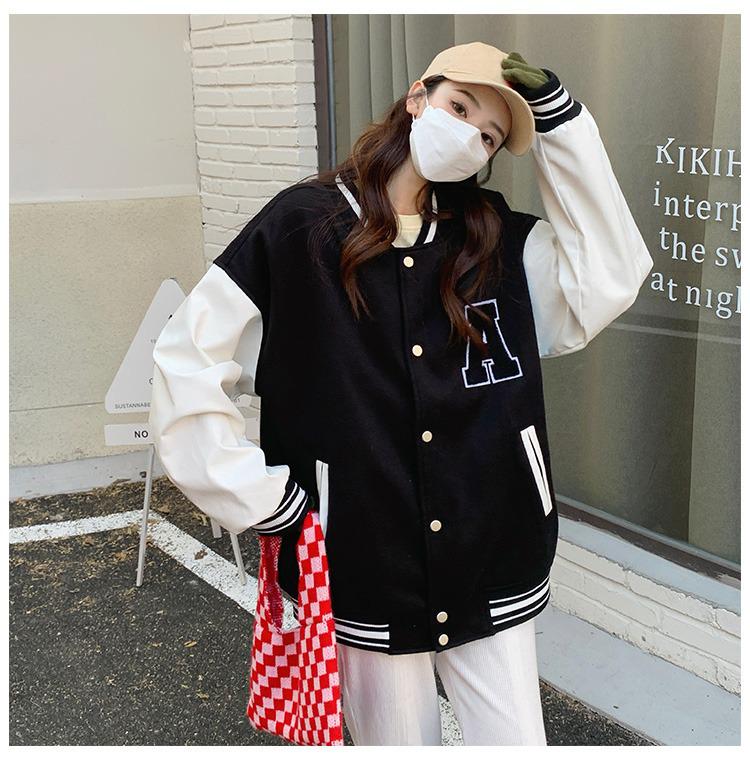 

Женская бейсбольная куртка в корейском стиле с вышивкой в виде чешуи рыбы - Универсальная, модная и легкая XL