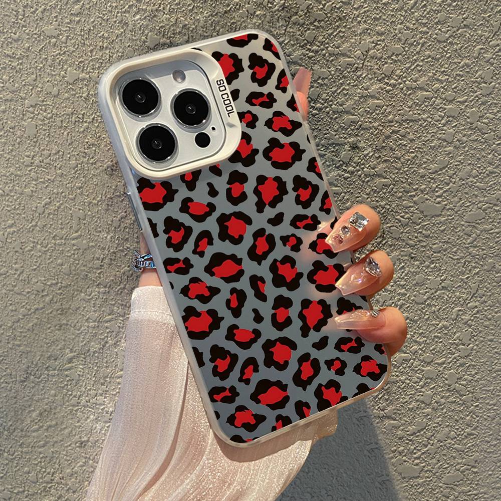Leopard Print Phone Case For IPhone 17 16 15 Pro Max Plus 14 13 12 11 Black White Shockproof Phone Cover
