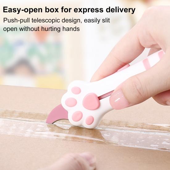Katzenkralle Messer Einziehbar Niedlicher Katzenförmiger Verpackungsklebebandabroller für Frauen Tragbares Auspackwerkzeug Praktisches Geschenk für Katzenliebhaber und Mädchen