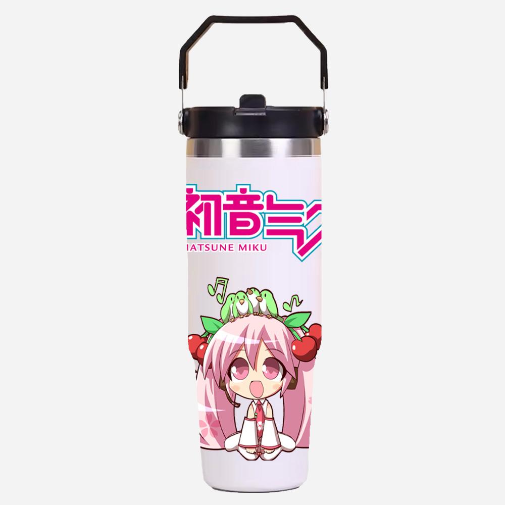 Tazza termica in acciaio inossidabile da 30 oz, stampa Anime Hatsune Miku, colore solido semplice, tazza per acqua, isolamento termico, tazza fredda per ghiaccio, regalo per bambini